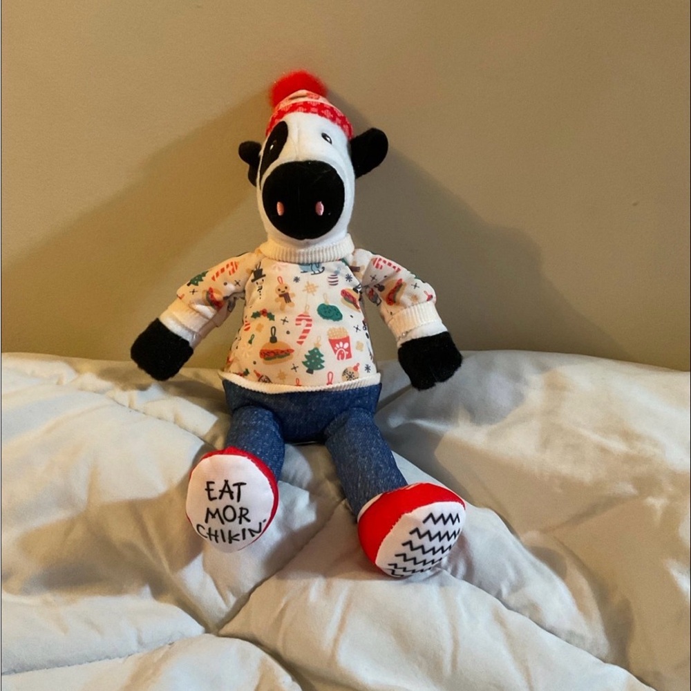 Christmas Chick-Fil-A cow with Sweater and Hat